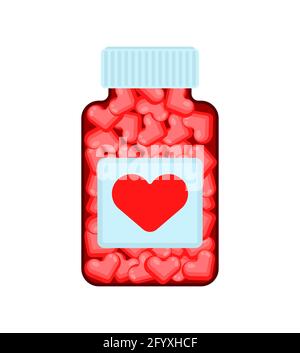 Love pills bottle and capsule isolated. vector illustration Stock Vector