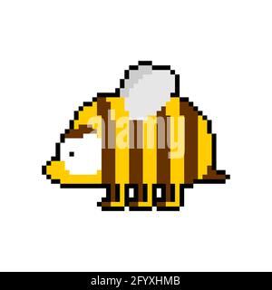 Bee pixel art 8 bit. pixelated honeybee 8bit vector illustration Stock Vector
