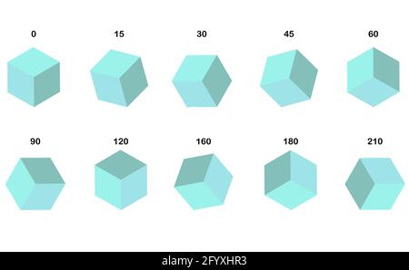 Set of cubes, tilt angle, isometry.Blue color Stock Vector