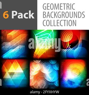 Collection of modern colorful geometric backgrounds Stock Vector