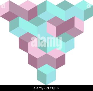 Colorful abstract composition izometry cubes,. Vector illustration Stock Vector