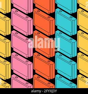 video game cartridge pattern seamless. Retro TV game 8bit background. Stock Vector