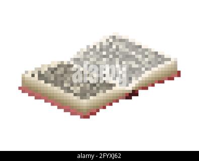 Open book pixel art 8 bit. vector illustration Stock Vector