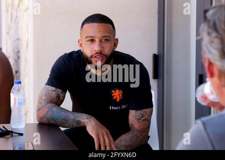 LAGOS, PORTUGAL - MAY 30: Memphis Depay of the Netherlands after a