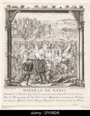 Miniature of the death of Charlemagne in the Battle of Nancy, 1477 ...