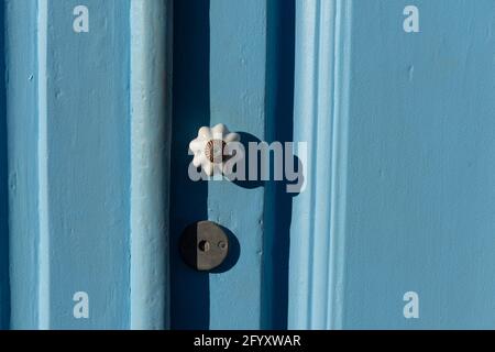 Old door know detail from the historic center of Paraty, Brazil Stock Photo