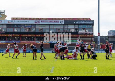 Gloucester, UK. 30th May, 2021. Final whistle at the Allianz Premier 15s Final between Saracens Women and Harlequins Women at Kingsholm Stadium in Gloucester, England. Credit: SPP Sport Press Photo. /Alamy Live News Stock Photo