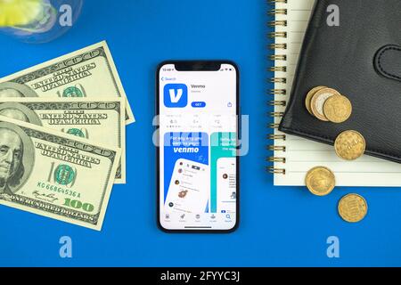Kharkov, Ukraine - May 28, 2021: Venmo banking app on screen of mobile phone Stock Photo