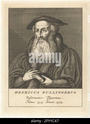 Portrait of Swiss Theologist and Church Reformer Johann Heinrich Bullinger; Henricus Bullingerus Reformer Tigurinus. Stock Photo