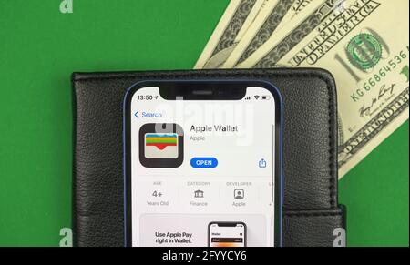 Kharkov, Ukraine - May 28, 2021: Close up of Apple Wallet app icon Stock Photo