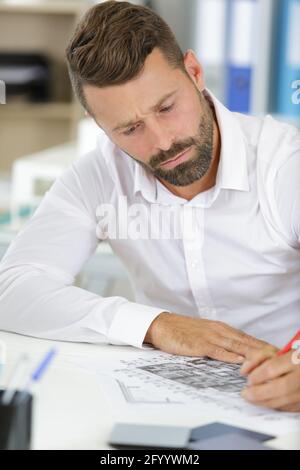 architect working in his office Stock Photo