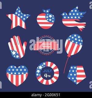 American holiday flat vector icon set Stock Vector