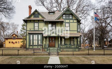 1884 Victorian-era house served as the North Dakota Governors' Mansion in Bismarck from 1893-1960.  Asa Fisher was the original owner and later sold t Stock Photo