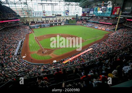Houston, TX, USA. 30th May, 2021. Fans take in a contest of MLB action between the San Diego Padres and the Houston Astros at Minute Maid Park in Houston, TX. Jonathan Mailhes/CSM/Alamy Live News Stock Photo