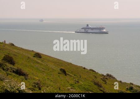 The Port of Dover is a cross-channel ferry, cruise terminal, maritime cargo and marina facility situated in Dover, Kent, south-east England Stock Photo