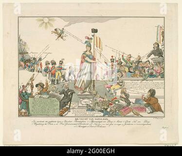 Flight from Napoleon, 1815; The quick from Napoléon. Cartoon on the ...