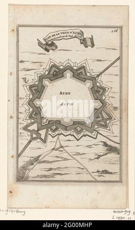 Illustration for 'The Labor of Mars' by Allain Manesson Mallet. Ground plan of a fortress (ATH). In the top right the number 106 (= the number of the page in the book to which the illustration is placed). Stock Photo