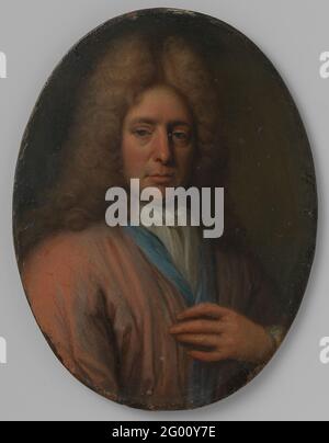 Portrait of a man, perhaps a self portrait. Portrait of a man, bust in oval, maybe a self-portrait of Jan Cubal (I). Stock Photo