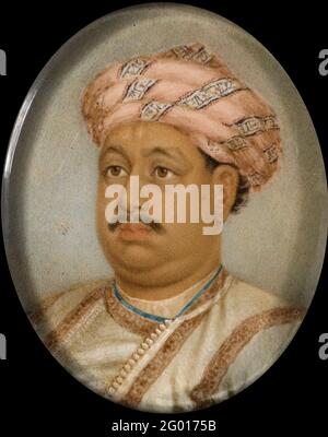 Portrait of an Indian prince. Portrait of an Indian prince. Bust to the left, with turban. Part of the portrait miniaturen collection. Stock Photo