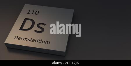 Darmstadtium elements on periodic table 3d illustration. Stock Photo