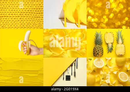 Collage of photos in yellow colors Stock Photo