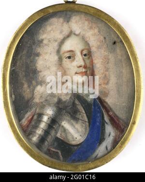 Portrait of George II (1683-1760), King of England. Portrait of George II (1683-1760), king of England. Bust to the right, considered, in armor. In the past considered a portrait of Christiaan v (1646-99), king of Denmark. Part of the portrait miniaturen collection. Stock Photo