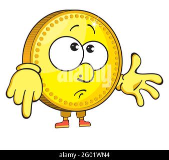 Gold coin, cute cartoon emoticon mascot. Golden Coin Cartoon Character ...