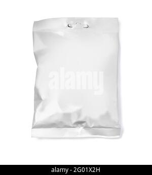 Foil plastic bag isolated on white background. Packaging template mockup collection. With clipping Path included Stock Photo