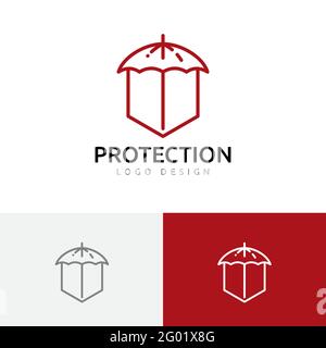 Umbrella Shield Guard Smart Protection Simple Line Logo Stock Vector