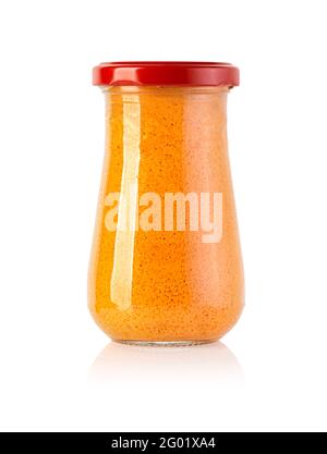 barbecue sauce in glass jar isolated on a white background with clipping path Stock Photo