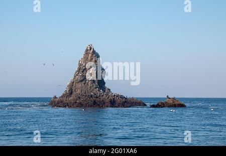 Anacapa rock formation on Anacapa Island in the Channel Islands National Park offshore from the Ventura Oxnard area of southern California USA Stock Photo