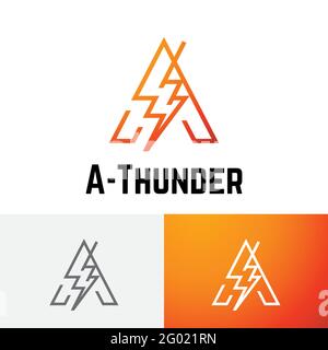 A Letter Thunder Storm Power Energy Electricity Line Logo Stock Vector