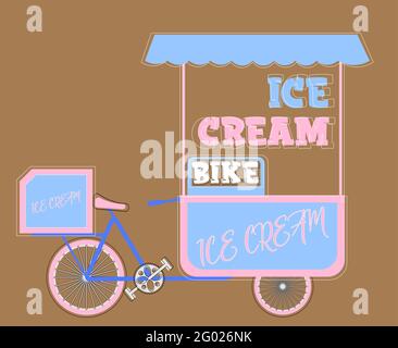 ice cream bike logo in pink and blue tones 6 Stock Vector