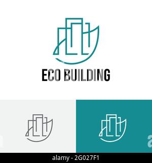 Ecology Environment Friendly Building Green Leaf Construction Logo Stock Vector