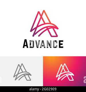 A Letter Advance Business Technology Abstract Monoline Modern Logo Stock Vector
