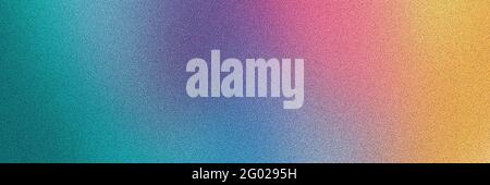 Colourful pink, yellow and turquoise rainbow coloured gradient noisy grain background texture Stock Photo