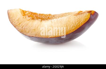 Plum slice isolated on white background Stock Photo