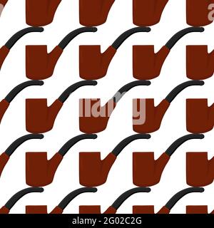 Illustration on theme many identical seamless types smoke pipes different size for tobacco. Pipe pattern consisting of color collection accessory of s Stock Vector