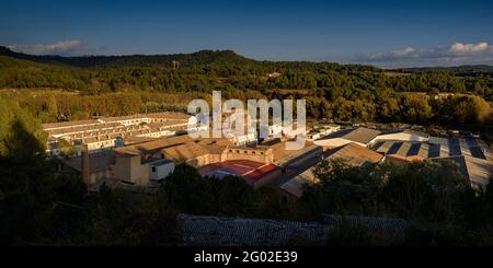 Autumn sunset in the textile colony (company town) of Ametlla de Merola (Berguedà, Catalonia, Spain) Stock Photo