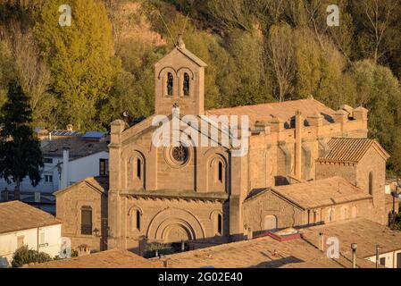 Autumn sunset in the textile colony (company town) of Ametlla de Merola (Berguedà, Catalonia, Spain) Stock Photo