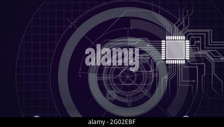Composition of computer motherboard circuits with circular scopes and ...