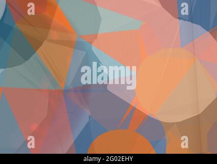 Composition of overlapping translucent blue,orange and pink abstract shapes Stock Photo