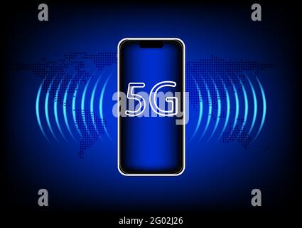 image graphics mobile smart phone and world global network concept networking connection technology vector illustration Stock Vector