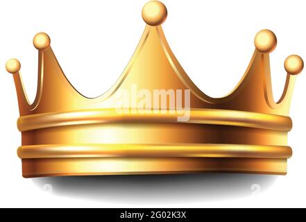 realistic vector golden crown. Isolated on white background icon illustration. Stock Vector