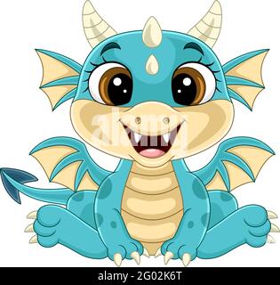 Cartoon Baby Blue Dragon Sitting Stock Vector Image & Art - Alamy