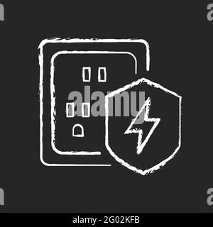Surge protection chalk white icon on dark background Stock Vector