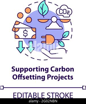 Supporting carbon offsetting projects concept icon Stock Vector