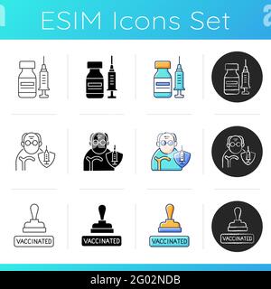 Covid vaccine icons set Stock Vector