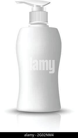 realistic white bottle packaging. Isolated on white background icon illustration. Stock Vector