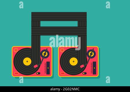 Vinyl player turntable icon. DJ music concept Stock Vector